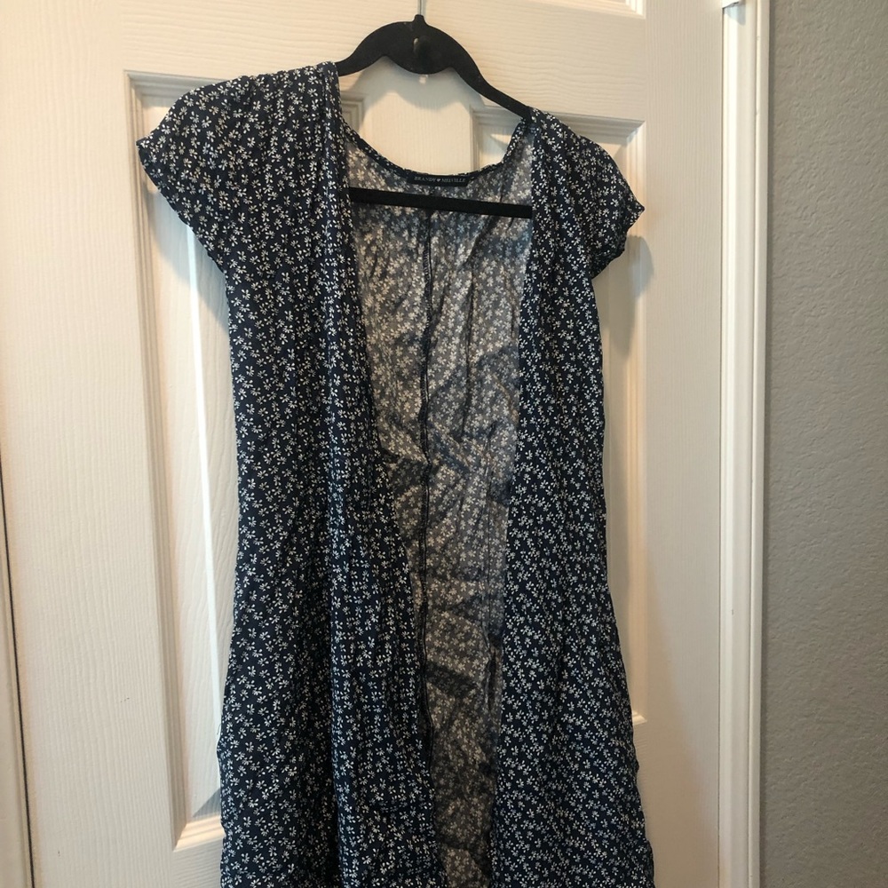 Brandy Melville Wrap Navy Blue Floral Dress